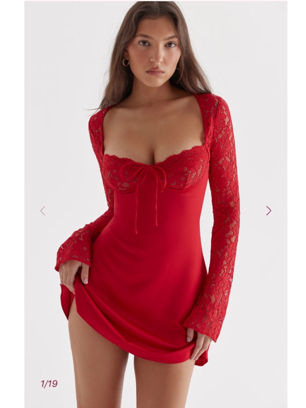 House of CB jennica Red Rose Satin And Lace Mini Dress A